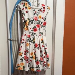 Emerald Sundae Floral Dress with Red and Green Accents